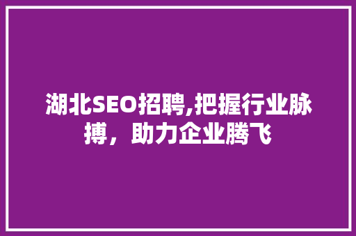 湖北SEO招聘,把握行业脉搏，助力企业腾飞