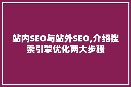 站内SEO与站外SEO,介绍搜索引擎优化两大步骤