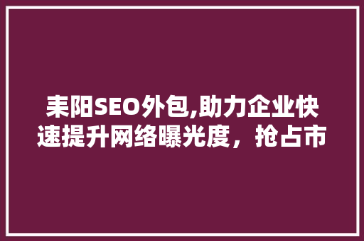 耒阳SEO外包,助力企业快速提升网络曝光度，抢占市场先机