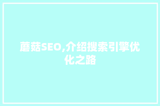 蘑菇SEO,介绍搜索引擎优化之路
