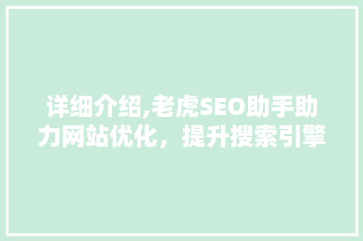 详细介绍,老虎SEO助手助力网站优化，提升搜索引擎排名  第1张