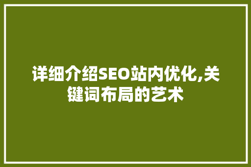 详细介绍SEO站内优化,关键词布局的艺术