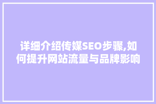 详细介绍传媒SEO步骤,如何提升网站流量与品牌影响力