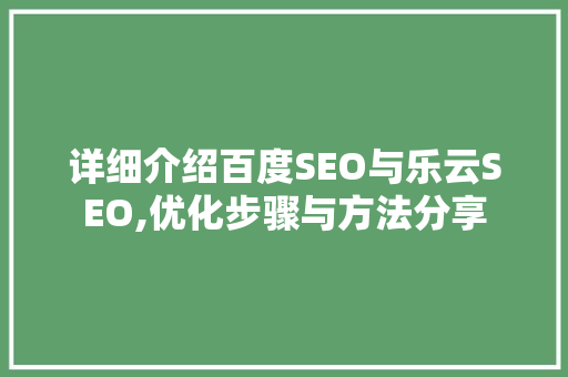 详细介绍百度SEO与乐云SEO,优化步骤与方法分享