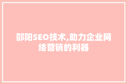 邵阳SEO技术,助力企业网络营销的利器