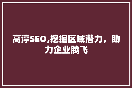 高淳SEO,挖掘区域潜力，助力企业腾飞