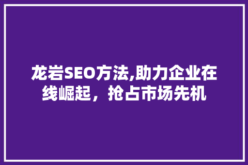 龙岩SEO方法,助力企业在线崛起，抢占市场先机