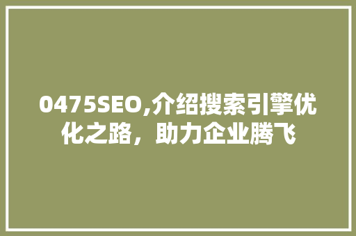 0475SEO,介绍搜索引擎优化之路，助力企业腾飞