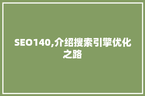 SEO140,介绍搜索引擎优化之路