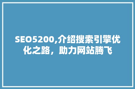 SEO5200,介绍搜索引擎优化之路，助力网站腾飞