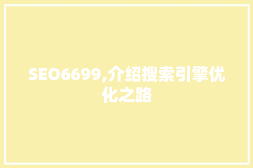 SEO6699,介绍搜索引擎优化之路
