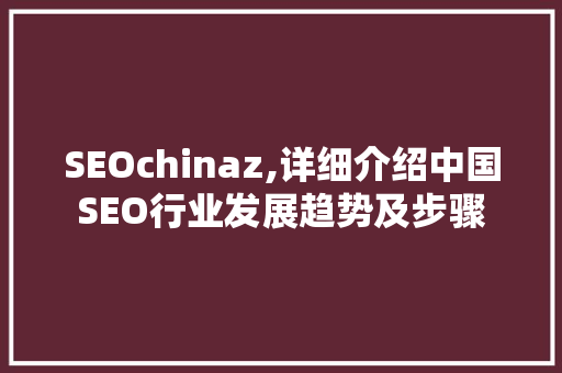 SEOchinaz,详细介绍中国SEO行业发展趋势及步骤