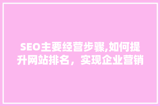 SEO主要经营步骤,如何提升网站排名，实现企业营销目标