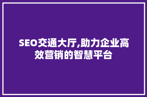 SEO交通大厅,助力企业高效营销的智慧平台