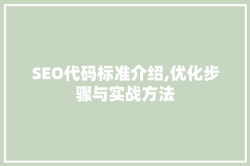SEO代码标准介绍,优化步骤与实战方法