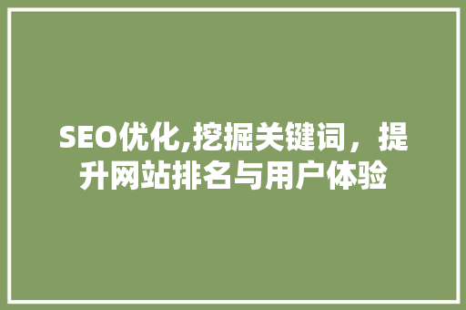 SEO优化,挖掘关键词，提升网站排名与用户体验