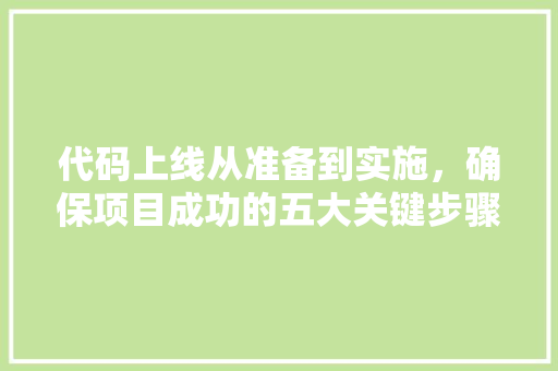 代码上线从准备到实施，确保项目成功的五大关键步骤