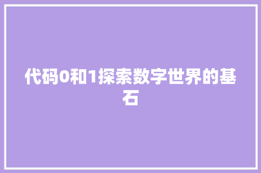 代码0和1探索数字世界的基石