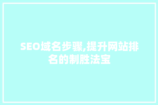 SEO域名步骤,提升网站排名的制胜法宝