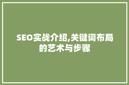 SEO实战介绍,关键词布局的艺术与步骤