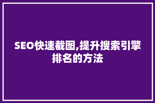 SEO快速截图,提升搜索引擎排名的方法