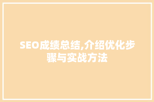 SEO成绩总结,介绍优化步骤与实战方法