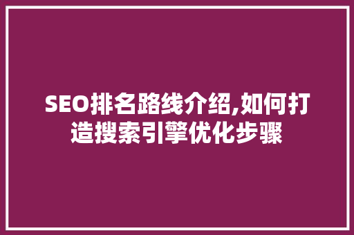 SEO排名路线介绍,如何打造搜索引擎优化步骤  第1张