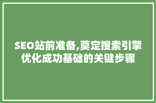 SEO站前准备,奠定搜索引擎优化成功基础的关键步骤
