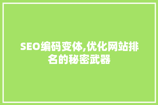 SEO编码变体,优化网站排名的秘密武器