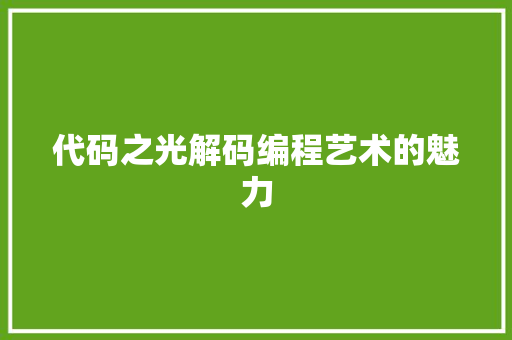 代码之光解码编程艺术的魅力
