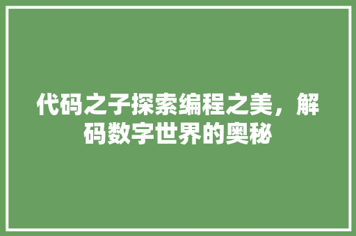 代码之子探索编程之美，解码数字世界的奥秘