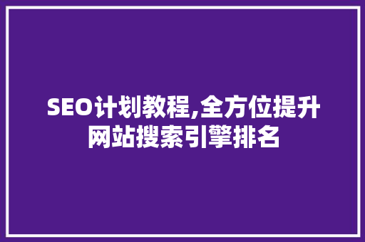 SEO计划教程,全方位提升网站搜索引擎排名
