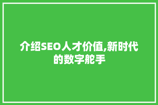 介绍SEO人才价值,新时代的数字舵手