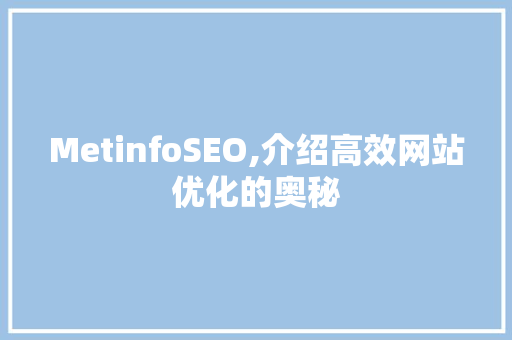 MetinfoSEO,介绍高效网站优化的奥秘
