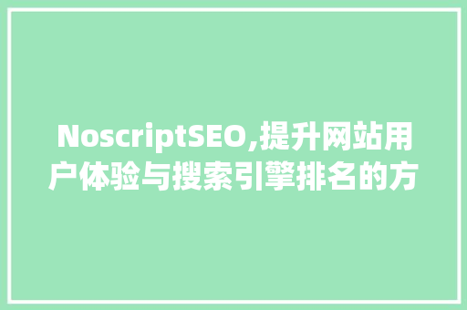 NoscriptSEO,提升网站用户体验与搜索引擎排名的方法