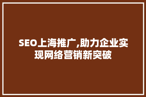 SEO上海推广,助力企业实现网络营销新突破