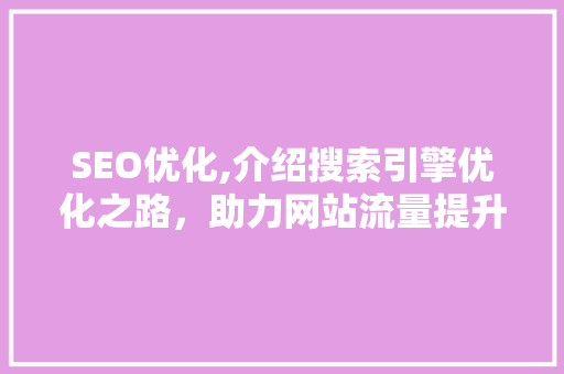 SEO优化,介绍搜索引擎优化之路，助力网站流量提升