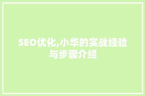 SEO优化,小华的实战经验与步骤介绍