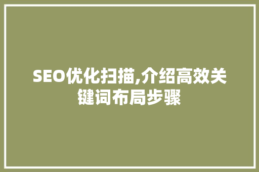 SEO优化扫描,介绍高效关键词布局步骤