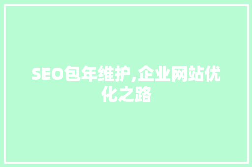 SEO包年维护,企业网站优化之路