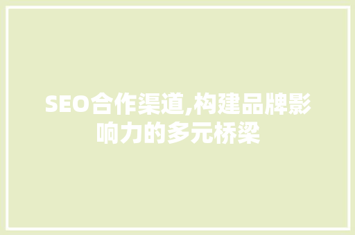 SEO合作渠道,构建品牌影响力的多元桥梁