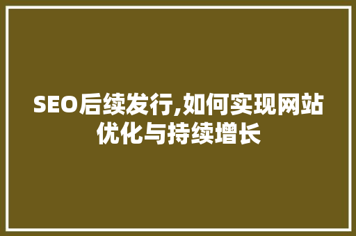 SEO后续发行,如何实现网站优化与持续增长