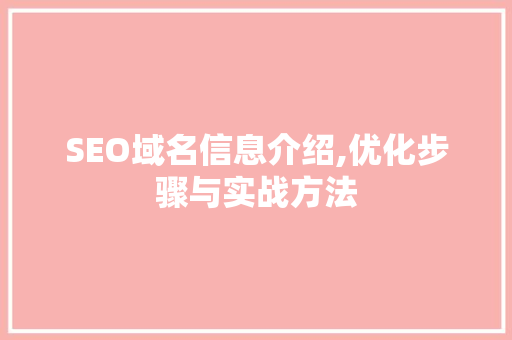 SEO域名信息介绍,优化步骤与实战方法