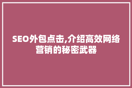 SEO外包点击,介绍高效网络营销的秘密武器
