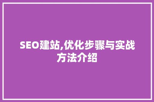 SEO建站,优化步骤与实战方法介绍