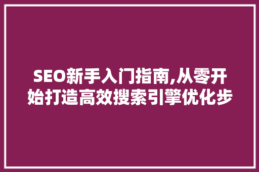 SEO新手入门指南,从零开始打造高效搜索引擎优化步骤