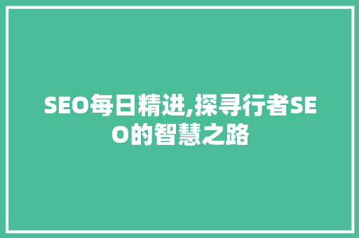 SEO每日精进,探寻行者SEO的智慧之路