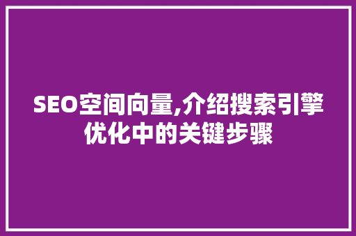 SEO空间向量,介绍搜索引擎优化中的关键步骤