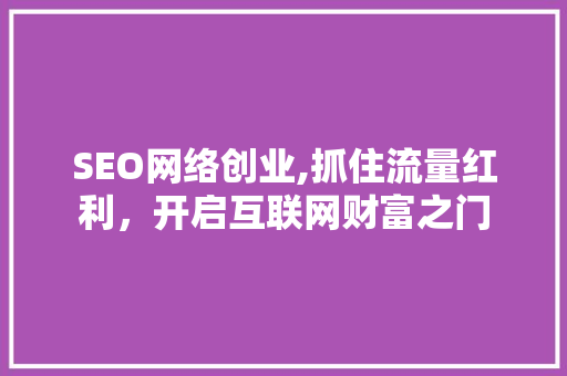 SEO网络创业,抓住流量红利，开启互联网财富之门