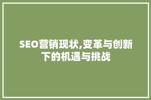 SEO营销现状,变革与创新下的机遇与挑战